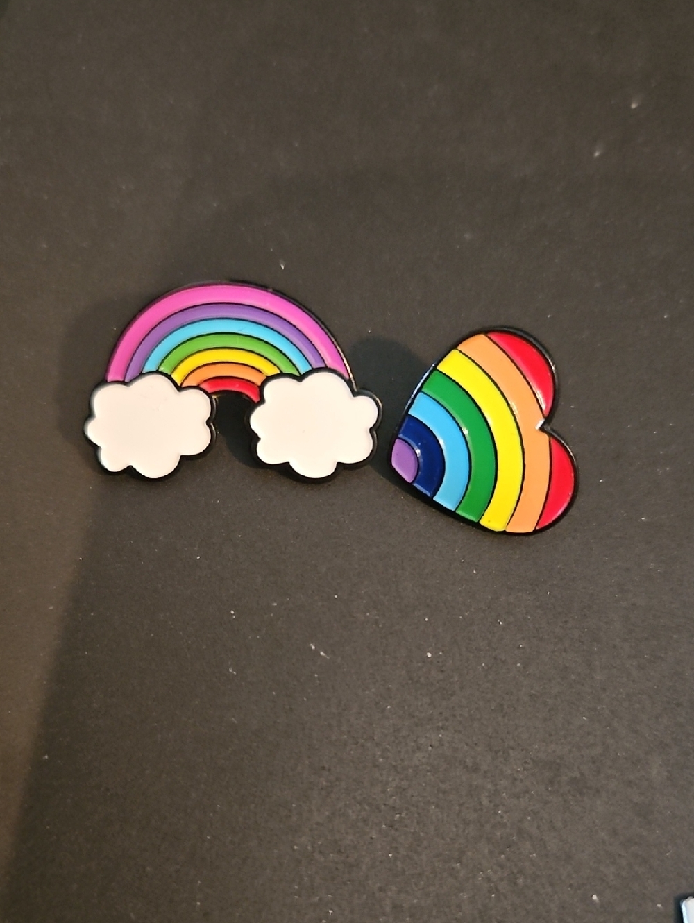 Rainbow Heart and Cloud Colorful Enamel Pins - INCLUDES BOTH